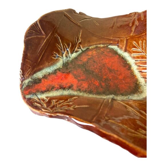 Handmade Original Clay Trinket Bowl Imprinted & Free Form Shape 6"Tx7"W - Picture 3 of 10